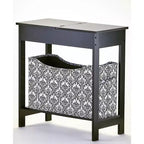 Table d'appoint étroite en bois avec plateau rabattable et bac de rangement en tissu The Lakeside Collection -