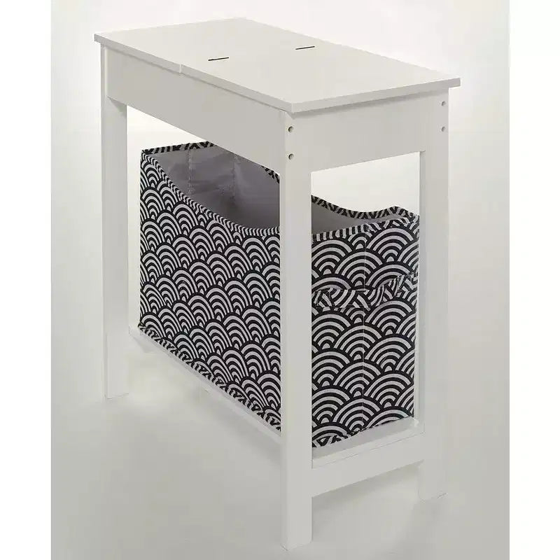Table d'appoint étroite en bois avec plateau rabattable et bac de rangement en tissu The Lakeside Collection -