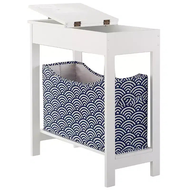 Table d'appoint étroite en bois avec plateau rabattable et bac de rangement en tissu The Lakeside Collection -
