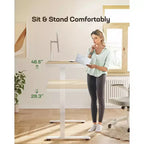Bureau debout Marsail 48 x 24 pouces avec tiroir, plateau monobloc, bureau électrique réglable en hauteur avec ports de chargement USB