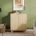 Sideboard Buffet Cabinet with Storage, Modern Fluted Accent cabinet with Doors & Adjustable Shelves, for Living Room, Dining Room, Kitchen