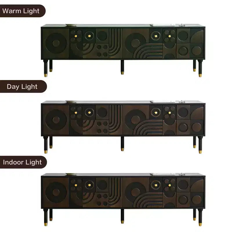 JVNOXK 66.9Meuble TV de style médiéval avec portes de placard sculptées Meuble TV moderne pour salon pour téléviseurs de moins de 80 pouces