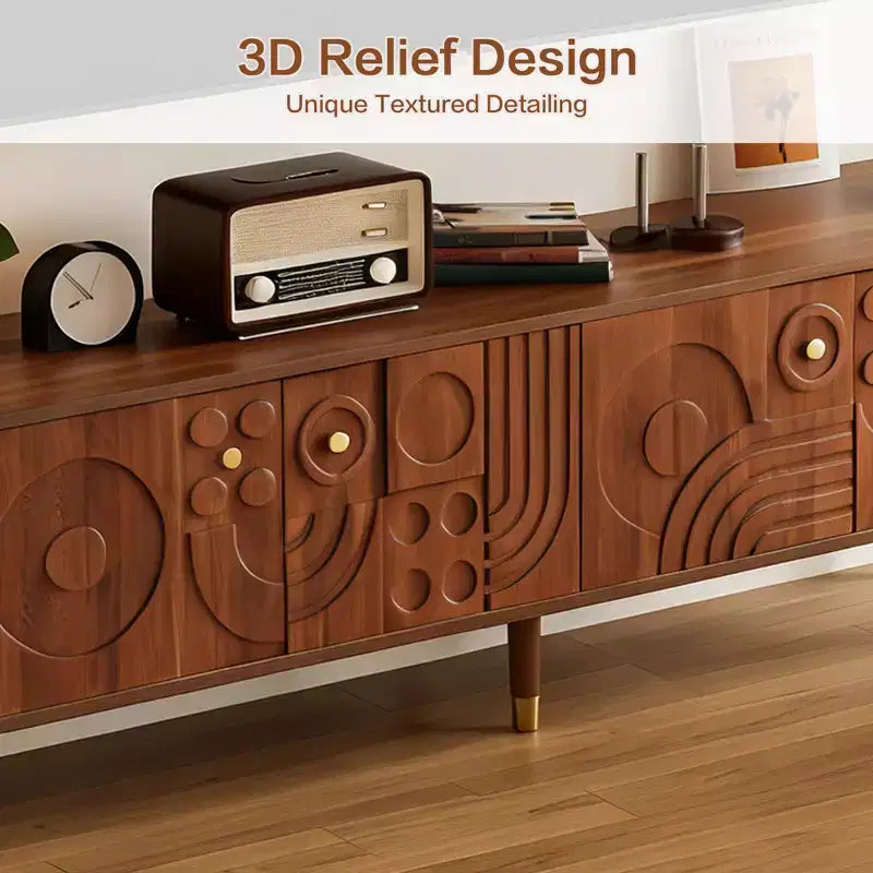JVNOXK 66.9Meuble TV de style médiéval avec portes de placard sculptées Meuble TV moderne pour salon pour téléviseurs de moins de 80 pouces