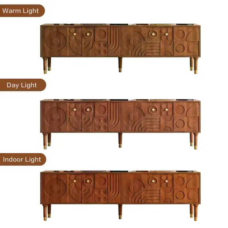 JVNOXK 66.9Meuble TV de style médiéval avec portes de placard sculptées Meuble TV moderne pour salon pour téléviseurs de moins de 80 pouces