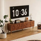 JVNOXK 66.9Meuble TV de style médiéval avec portes de placard sculptées Meuble TV moderne pour salon pour téléviseurs de moins de 80 pouces