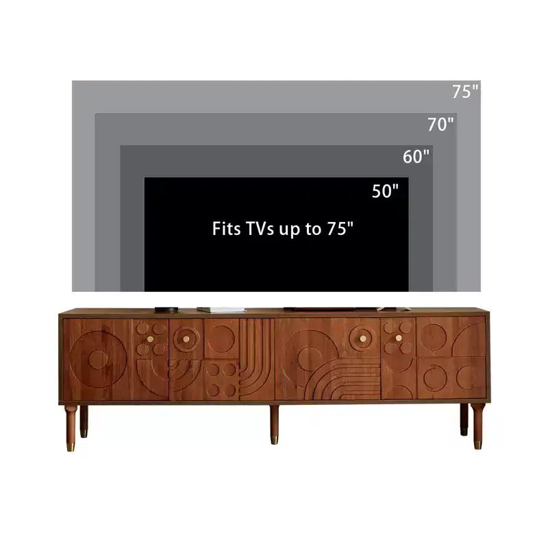 JVNOXK 66.9Meuble TV de style médiéval avec portes de placard sculptées Meuble TV moderne pour salon pour téléviseurs de moins de 80 pouces