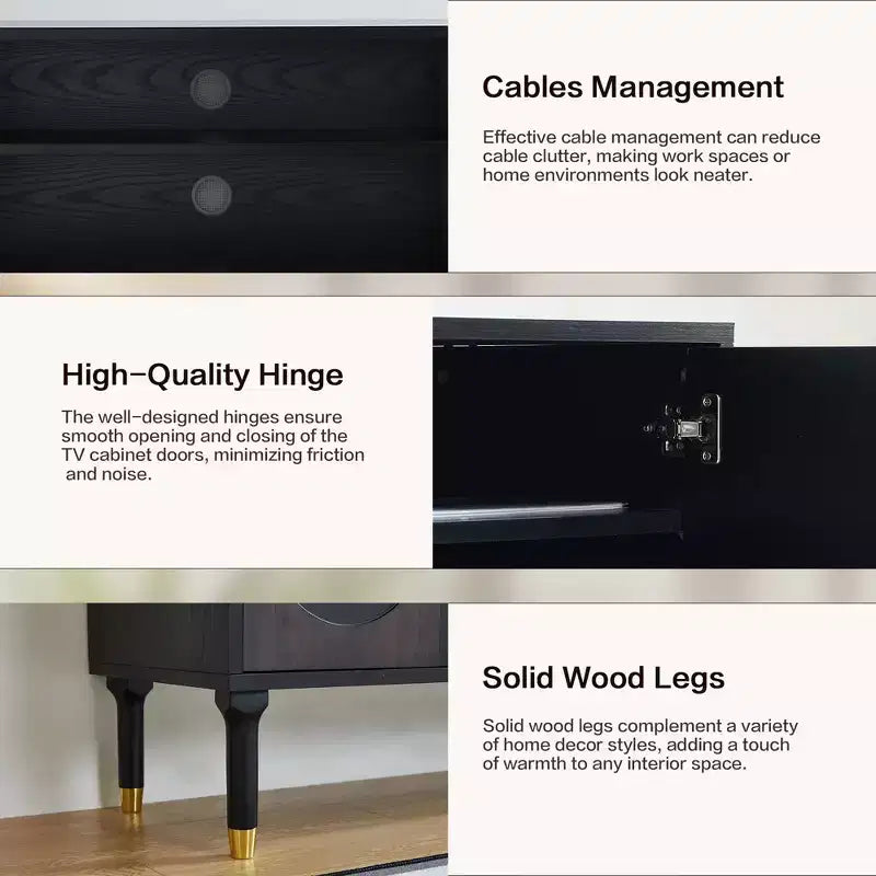 JVNOXK 66.9Meuble TV de style médiéval avec portes de placard sculptées Meuble TV moderne pour salon pour téléviseurs de moins de 80 pouces