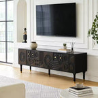 JVNOXK 66.9Meuble TV de style médiéval avec portes de placard sculptées Meuble TV moderne pour salon pour téléviseurs de moins de 80 pouces
