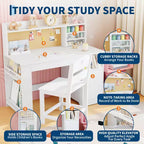 Ensemble bureau et chaise d'étude pour enfants, avec huche et plateau inclinable, table d'étude pour enfants, bureau d'écriture pour étudiants, pour chambre à coucher, maison