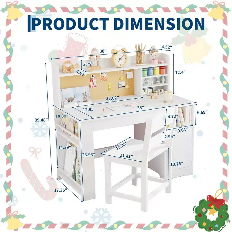 Ensemble bureau et chaise d'étude pour enfants, avec huche et plateau inclinable, table d'étude pour enfants, bureau d'écriture pour étudiants, pour chambre à coucher, maison