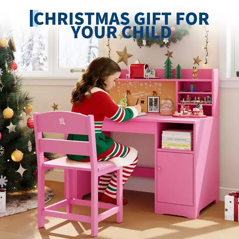 Ensemble bureau et chaise d'étude pour enfants, avec huche et plateau inclinable, table d'étude pour enfants, bureau d'écriture pour étudiants, pour chambre à coucher, maison
