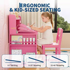Ensemble bureau et chaise d'étude pour enfants, avec huche et plateau inclinable, table d'étude pour enfants, bureau d'écriture pour étudiants, pour chambre à coucher, maison