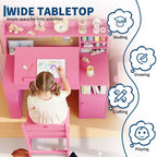 Ensemble bureau et chaise d'étude pour enfants, avec huche et plateau inclinable, table d'étude pour enfants, bureau d'écriture pour étudiants, pour chambre à coucher, maison