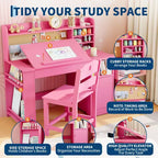 Ensemble bureau et chaise d'étude pour enfants, avec huche et plateau inclinable, table d'étude pour enfants, bureau d'écriture pour étudiants, pour chambre à coucher, maison