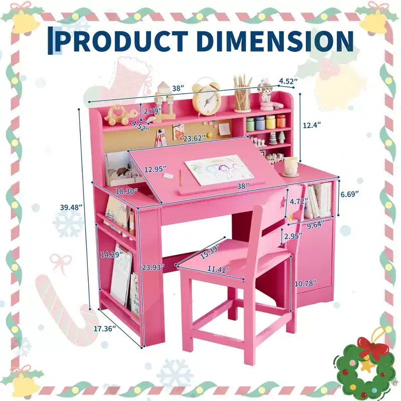 Ensemble bureau et chaise d'étude pour enfants, avec huche et plateau inclinable, table d'étude pour enfants, bureau d'écriture pour étudiants, pour chambre à coucher, maison