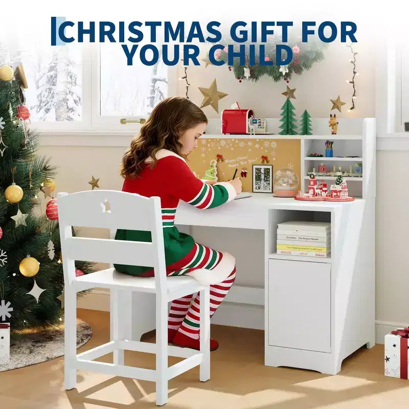 Ensemble bureau et chaise d'étude pour enfants, avec huche et plateau inclinable, table d'étude pour enfants, bureau d'écriture pour étudiants, pour chambre à coucher, maison