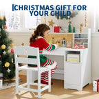 Ensemble bureau et chaise d'étude pour enfants, avec huche et plateau inclinable, table d'étude pour enfants, bureau d'écriture pour étudiants, pour chambre à coucher, maison