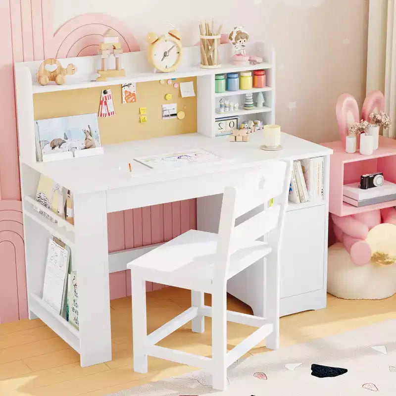 Ensemble bureau et chaise d'étude pour enfants, avec huche et plateau inclinable, table d'étude pour enfants, bureau d'écriture pour étudiants, pour chambre à coucher, maison