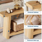 Console en bois de 180 cm, table de canapé ultra-stable avec pieds trapézoïdaux derrière le canapé, table d'entrée extra longue à 2 niveaux pour couloir et salon