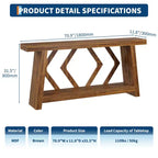 Console en bois de 180 cm, table de canapé ultra-stable avec pieds trapézoïdaux derrière le canapé, table d'entrée extra longue à 2 niveaux pour couloir et salon