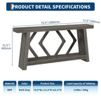 Console en bois de 180 cm, table de canapé ultra-stable avec pieds trapézoïdaux derrière le canapé, table d'entrée extra longue à 2 niveaux pour couloir et salon