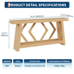 Console en bois de 180 cm, table de canapé ultra-stable avec pieds trapézoïdaux derrière le canapé, table d'entrée extra longue à 2 niveaux pour couloir et salon