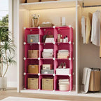 Lot de 12 Organiseurs de Rangement Modulaires, Unité d'Étagères Empilables en Plastique et Acier à 6 Cubes avec Kit de Sécurité Anti-Basculement, pour Placard, Chambre et Bureau Personnalisés