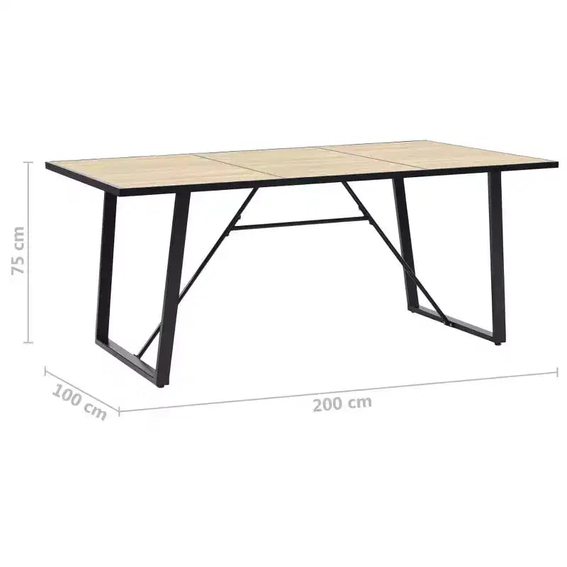 Table à manger en chêne avec pieds en métal - Différentes tailles
