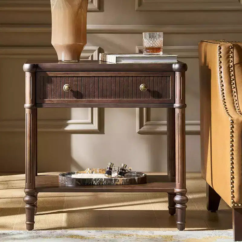 Table de chevet à 1 tiroir Godefroy 26 po de hauteur | HULALA HOME-BLACK