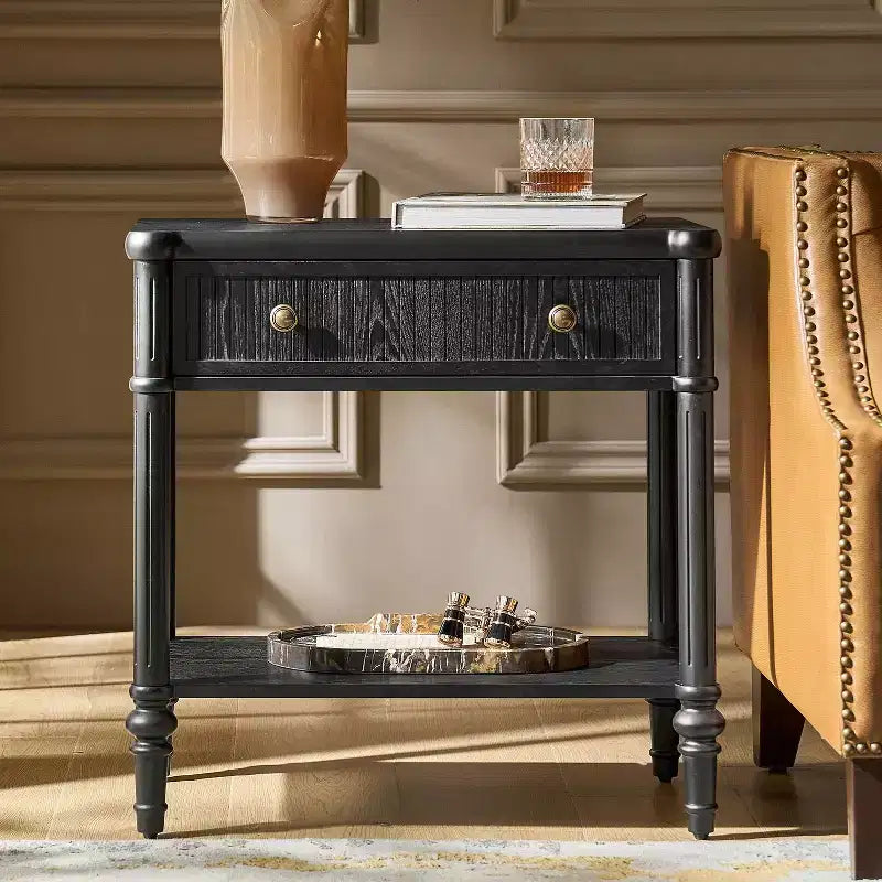 Table de chevet à 1 tiroir Godefroy 26 po de hauteur | HULALA HOME-BLACK