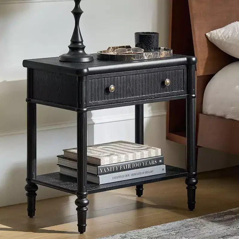 Table de chevet à 1 tiroir Godefroy 26 po de hauteur | HULALA HOME-BLACK