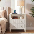 Fluted Nightstand with Charging Station