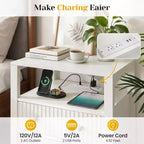 Table de chevet cannelée avec station de charge