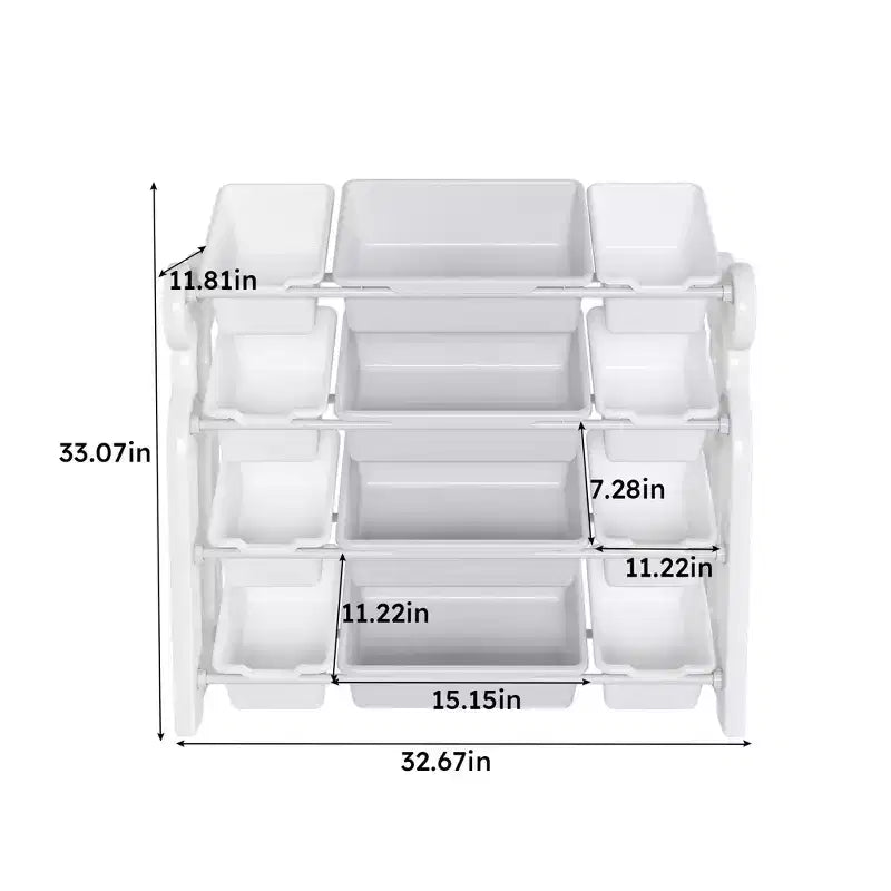 Meuble de Rangement pour Jouets d'Enfants avec 12 Bacs, Ensemble de Meubles de Crèche Multifonctionnels avec Étagères en PEHD (Gris-Blanc)