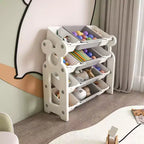 Meuble de Rangement pour Jouets d'Enfants avec 12 Bacs, Ensemble de Meubles de Crèche Multifonctionnels avec Étagères en PEHD (Gris-Blanc)