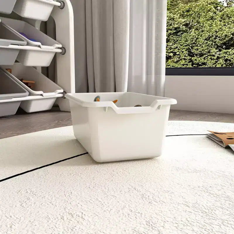 Meuble de Rangement pour Jouets d'Enfants avec 12 Bacs, Ensemble de Meubles de Crèche Multifonctionnels avec Étagères en PEHD (Gris-Blanc)