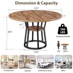 Table à manger ronde de 47 pouces pour 4 personnes, table de salle à manger circulaire de style ferme, meubles de cuisine et de salle à manger en bois peu encombrants, tables rondes