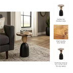 Table d'appoint moderne, Guéridon ou Petite table de chevet pour la décoration intérieure - Table de chevet ronde en bois pétrifié pour la maison, la chambre ou la pièce - 20 Marron et Noir