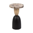 Table d'appoint moderne, Guéridon ou Petite table de chevet pour la décoration intérieure - Table de chevet ronde en bois pétrifié pour la maison, la chambre ou la pièce - 20 Marron et Noir