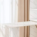 Bureau extensible avec rangements et roulettes, bureau pliable pour petits espaces, marbre blanc