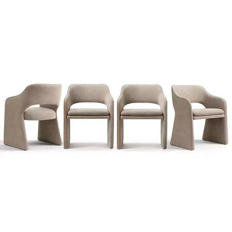 Lot de 4 chaises de cuisine modernes, chaises de salle à manger entièrement rembourrées en tissu avec accoudoirs intégrés, chaises avec accoudoirs pour cuisine-Panipeachy