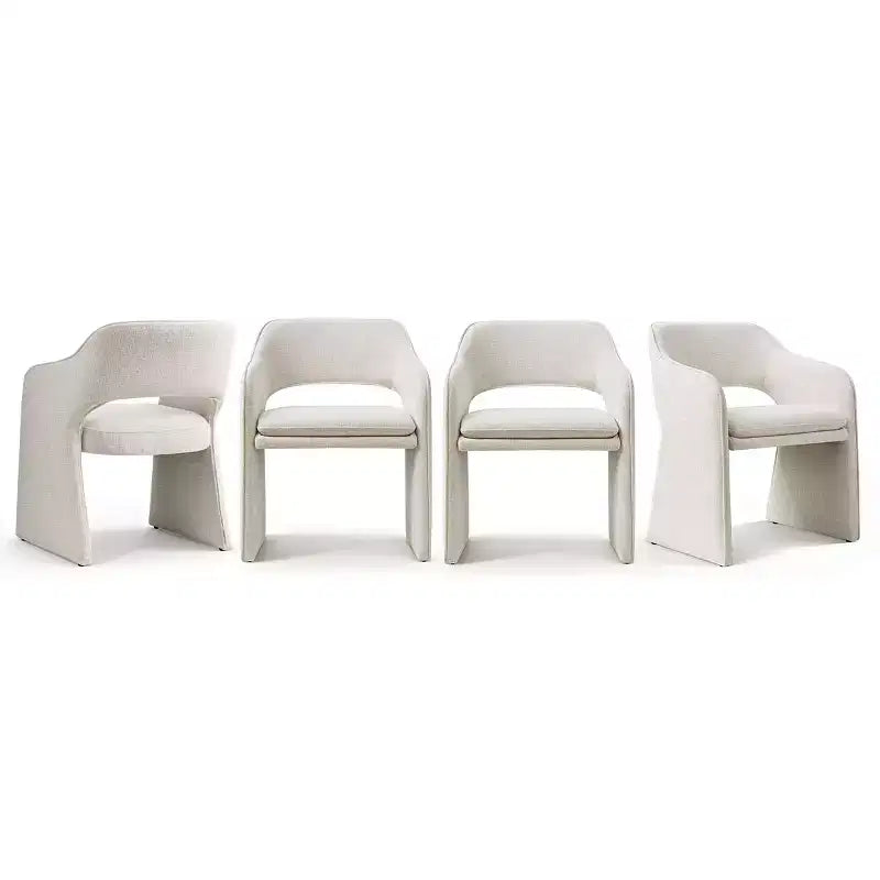 Lot de 4 chaises de cuisine modernes, chaises de salle à manger entièrement rembourrées en tissu avec accoudoirs intégrés, chaises avec accoudoirs pour cuisine-Panipeachy