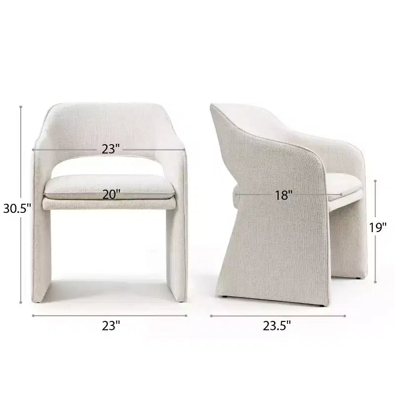 Lot de 4 chaises de cuisine modernes, chaises de salle à manger entièrement rembourrées en tissu avec accoudoirs intégrés, chaises avec accoudoirs pour cuisine-Panipeachy