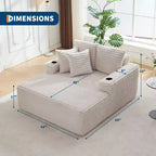 64 Fauteuil inclinable d'intérieur, Canapé-lit désossé rembourré en velours côtelé avec 2 oreillers et 2 porte-gobelets, Aucun assemblage requis, Canapé-lit profond