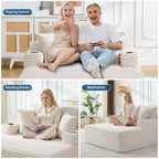 64 Fauteuil inclinable d'intérieur, Canapé-lit désossé rembourré en velours côtelé avec 2 oreillers et 2 porte-gobelets, Aucun assemblage requis, Canapé-lit profond