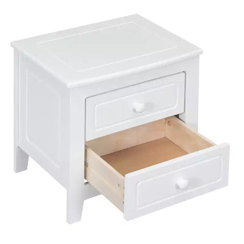 Table de chevet rétro du milieu du siècle avec 2 tiroirs, table de nuit compacte pour chambre à coucher - Panipeachy