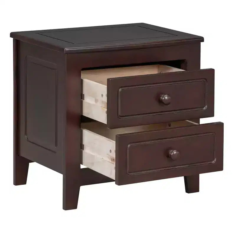 Table de chevet rétro du milieu du siècle avec 2 tiroirs, table de nuit compacte pour chambre à coucher - Panipeachy