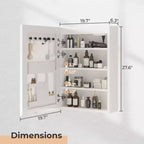 Meuble de rangement mural lumineux à LED Karl Home, Cadre acrylique blanc avec affichage de l'heure et de la température, Éclairage tricolore, 2 prises et 2 ports USB