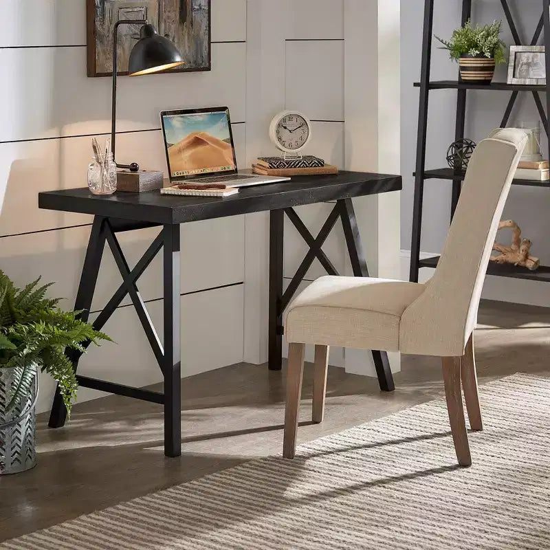 Bureau rustique à piètement en X Newsome – Noir – iNSPIRE Q