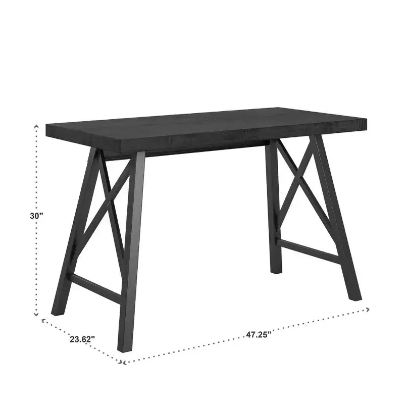 Bureau rustique à piètement en X Newsome – Noir – iNSPIRE Q